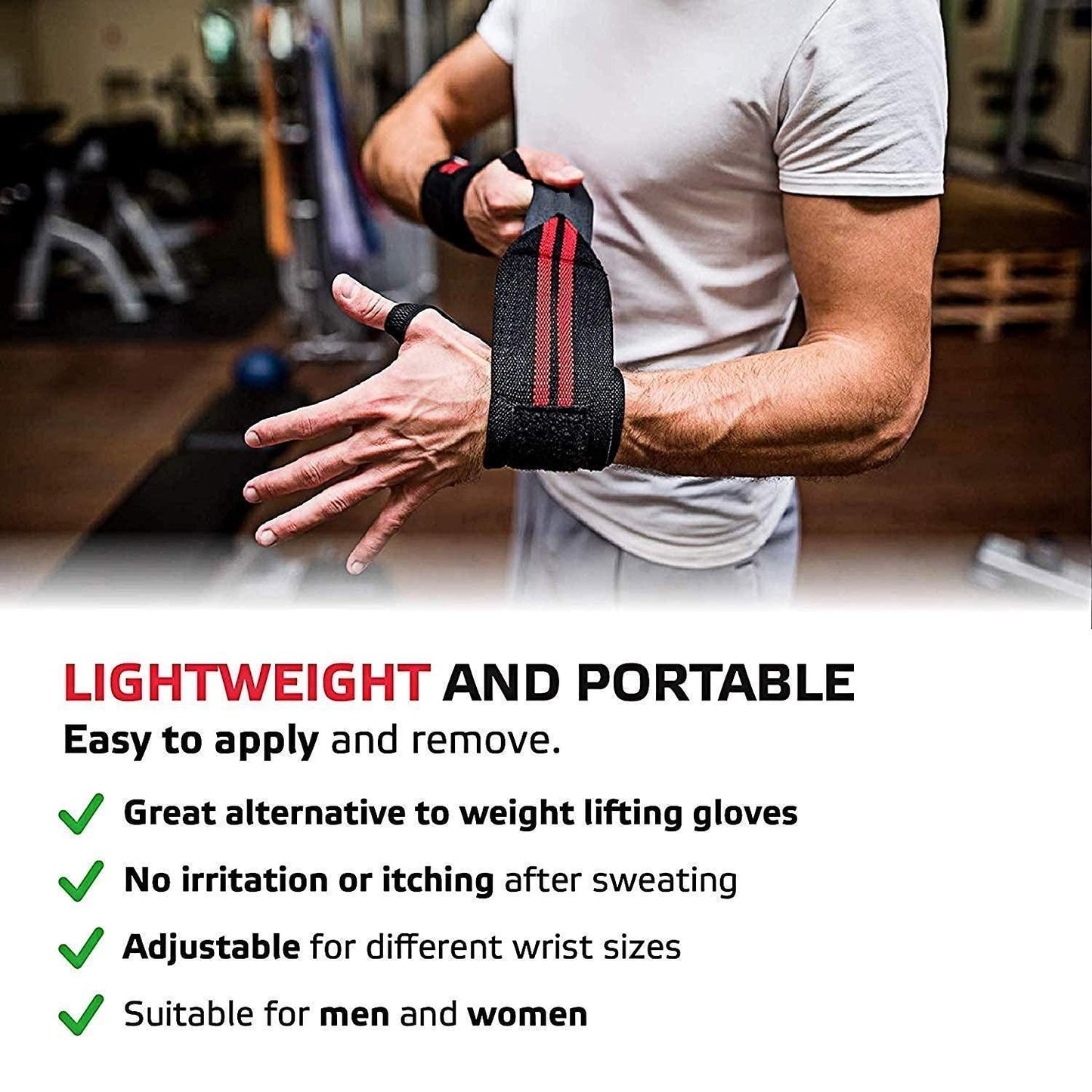 Gym Weightlifting Wrist Band Straps with Thumb Loop for Gym