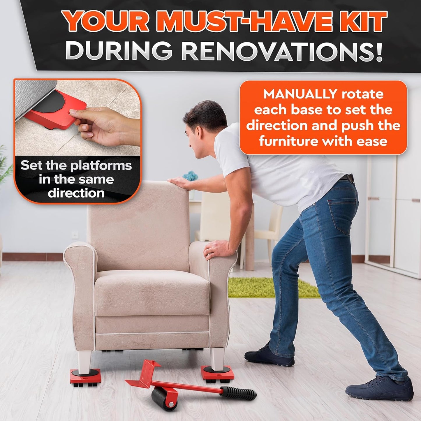 Heavy Furniture Lifter Tools with Sliders for Easy and Safe Shifting